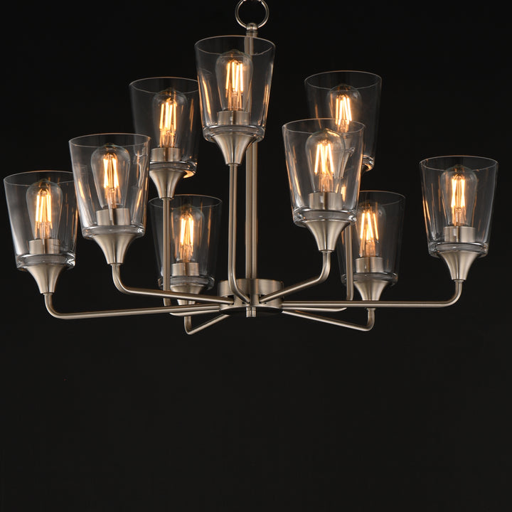Hudson 9-Light Two-Tier Chandelier Satin Nickel alternate view