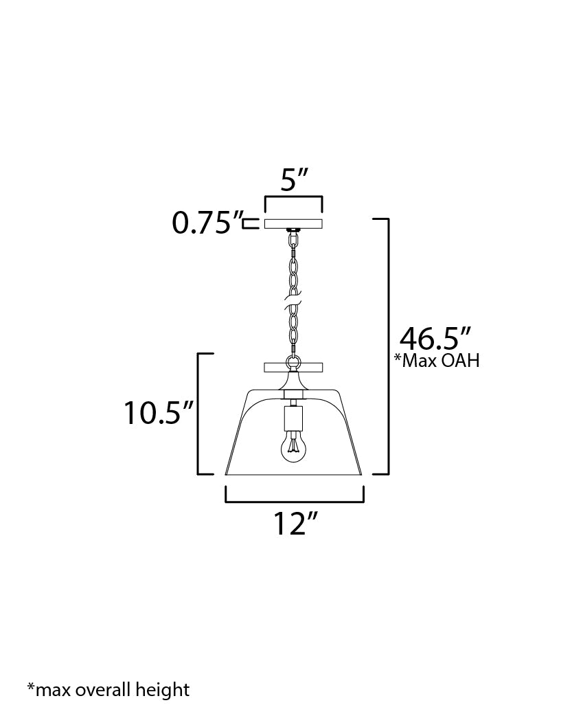 Hudson 1-Light Semi-Flush Mount/Pendant dimensions diagram