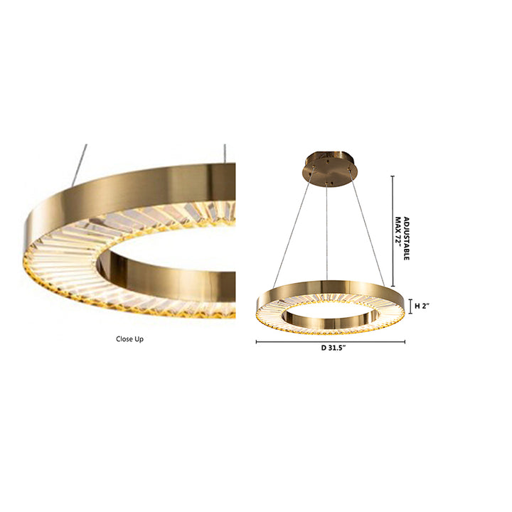 Gold Halo Frame LED Chandelier with Clear Crystals by Bethel - view 5
