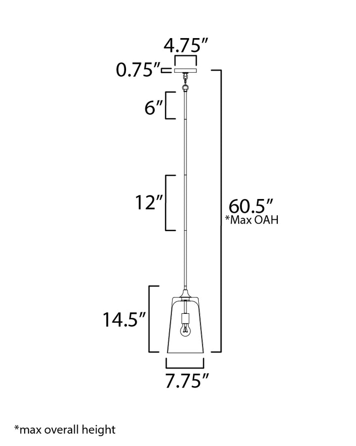 Hudson 1-Light Pendant dimensions diagram