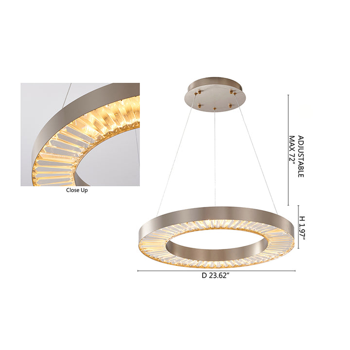 Halo Frame LED Chandelier with Clear Crystals by Bethel - view 16