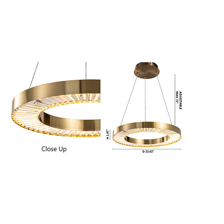 Halo Frame LED Chandelier with Clear Crystals by Bethel - view 3