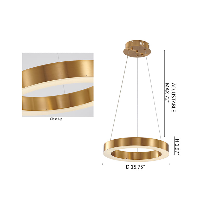 Gold Frame LED Halo Chandelier with Acrylic Bottom Lens by Bethel - view 7