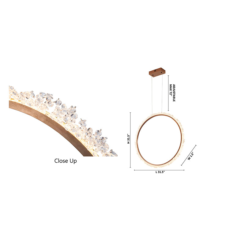 Frame LED Chandelier Ring with Clear Crystal Beaded Detailing by Bethel - view 17