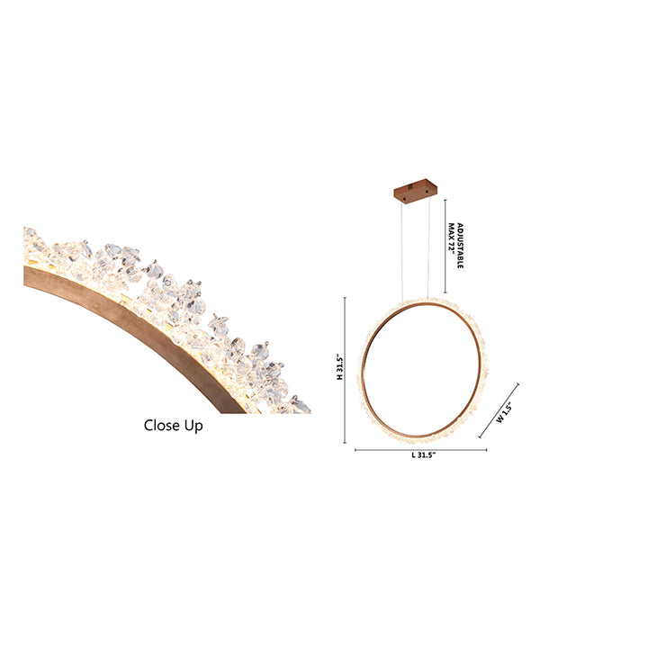 Frame LED Chandelier Ring with Clear Crystal Beaded Detailing by Bethel - view 17