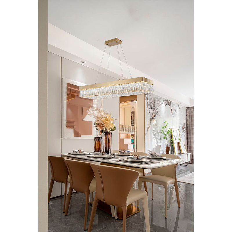 Hairline Frame LED Chandelier with Clear Hanging Crystals by Bethel - view 23