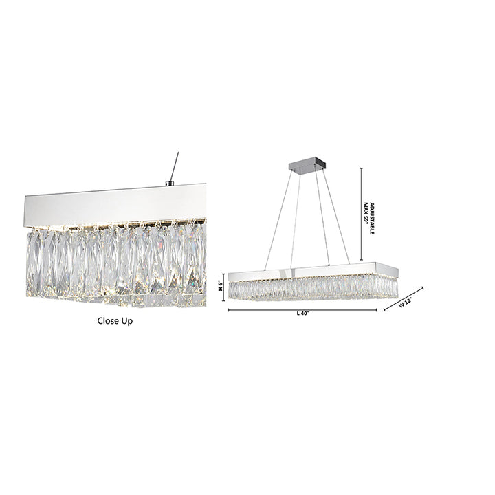 Hairline Frame LED Chandelier with Clear Hanging Crystals by Bethel - view 4