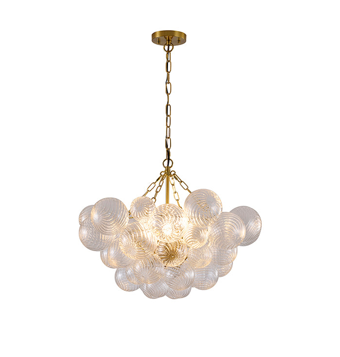 Frame Chandelier with Clear Swirl Glass Shades (ZP150), 23.6", by Bethel