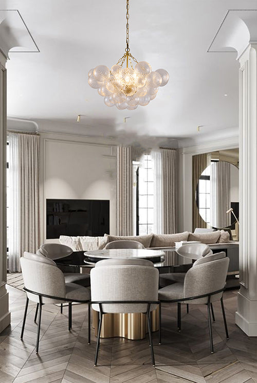 Frame Chandelier with Clear Swirl Glass Shades (ZP150) by Bethel - view 2