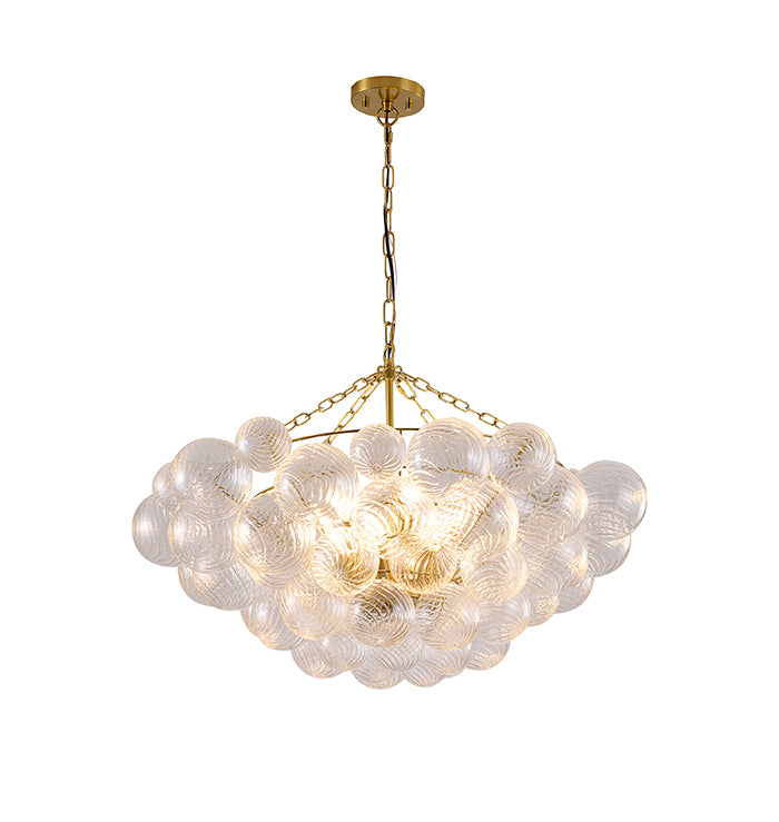 Frame Chandelier with Clear Swirl Glass Shades (ZP150), 31.5", by Bethel