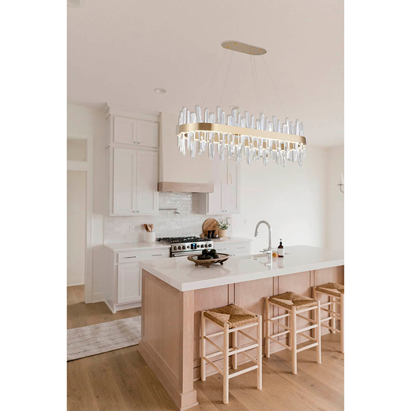 Oval Stainless Steel Frame Chandelier with Clear Crystals by Bethel - view 14