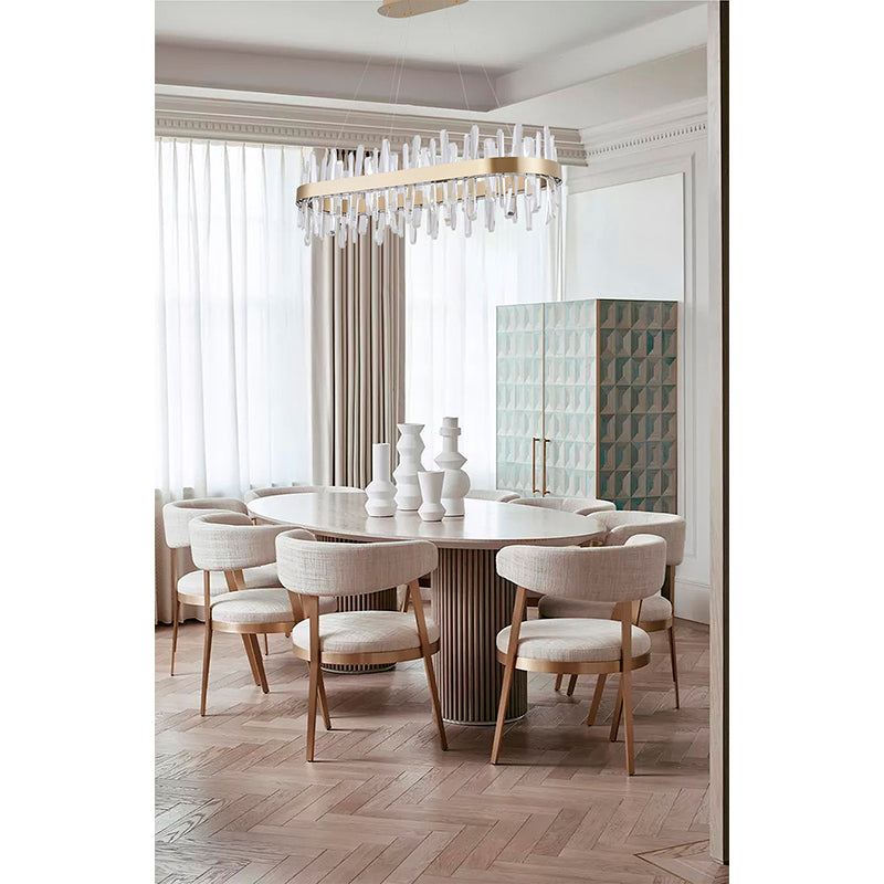 Oval Stainless Steel Frame Chandelier with Clear Crystals by Bethel - view 15