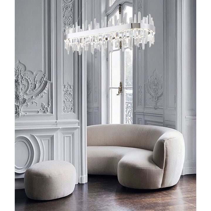 Oval Stainless Steel Frame Chandelier with Clear Crystals by Bethel - view 7