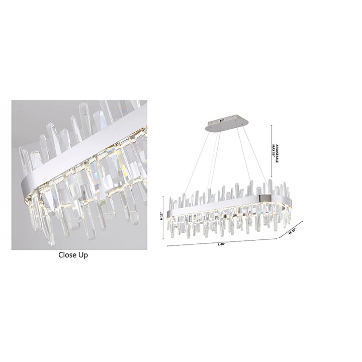 Oval Stainless Steel Frame Chandelier with Clear Crystals by Bethel - view 9