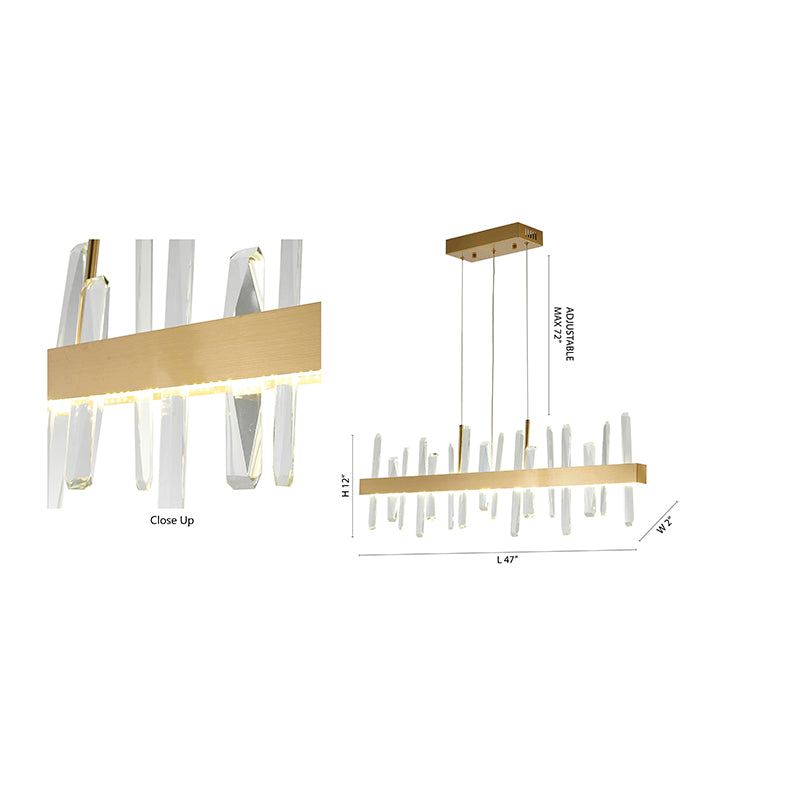 Linear Stainless Steel Framed LED Chandelier with Clear Crystals by Bethel - view 19