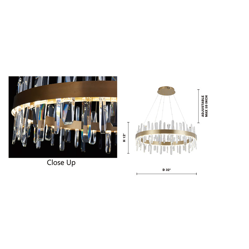 Stainless Steel Frame LED Chandelier with Clear Crystals by Bethel - view 26
