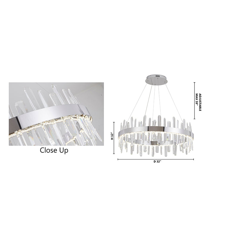 Stainless Steel Frame LED Chandelier with Clear Crystals by Bethel - view 22