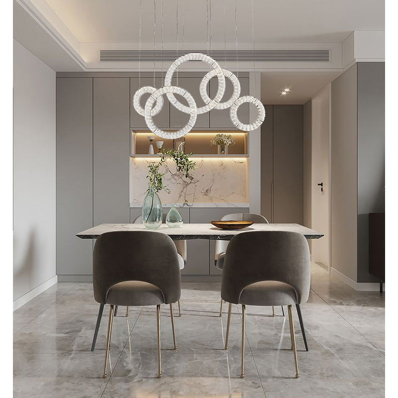 Five Clear Crystal Ring LED Chandelier with Hardware by Bethel - view 14
