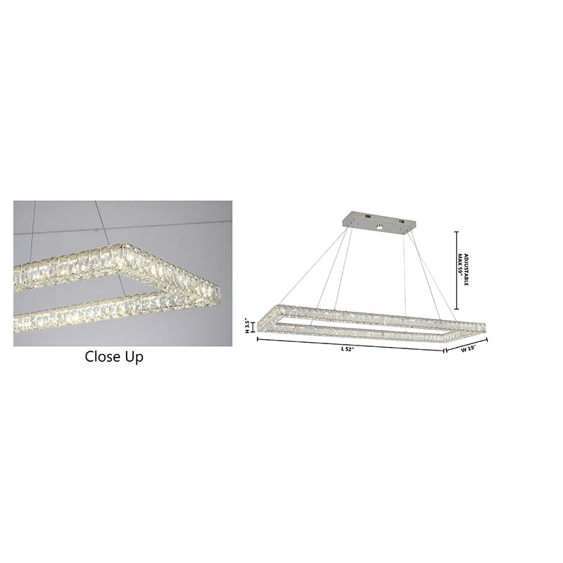 Triple Sided Clear Crystal Rectangular Shaped LED Chandelier by Bethel - view 4