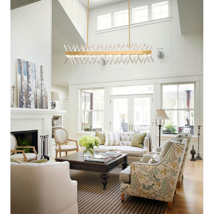 Rectangular Frame Chandelier with Clear Crystals by Bethel - view 44