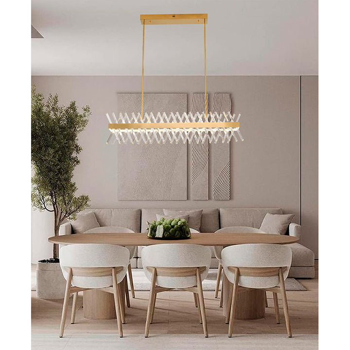 Rectangular Frame Chandelier with Clear Crystals by Bethel - view 46