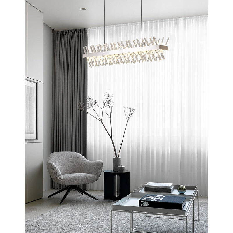 Rectangular Frame Chandelier with Clear Crystals by Bethel - view 35