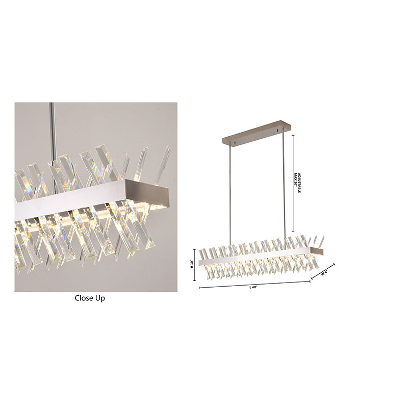 Rectangular Frame Chandelier with Clear Crystals by Bethel - view 36