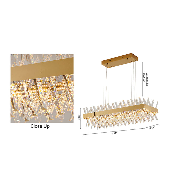 Rectangular Frame Chandelier with Clear Crystals by Bethel - view 18
