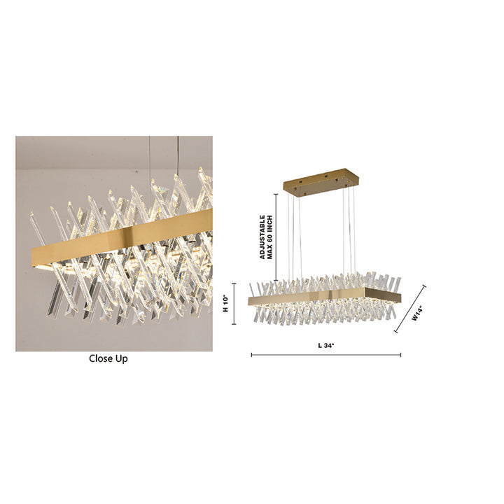 Rectangular Frame Chandelier with Clear Crystals by Bethel - view 25