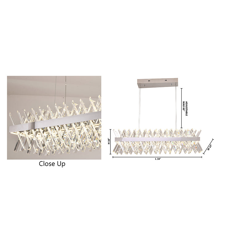 Rectangular Frame Chandelier with Clear Crystals by Bethel - view 9