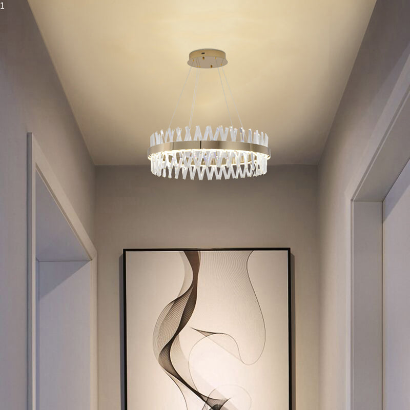 Round Framed Chandelier with Clear Crystals by Bethel - view 24
