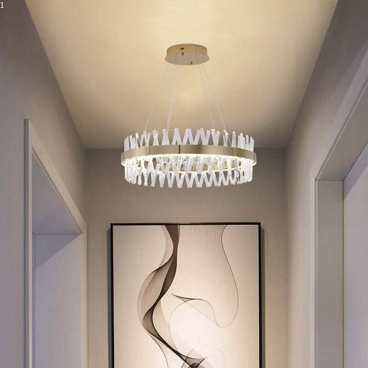 Round Framed Chandelier with Clear Crystals by Bethel - view 48