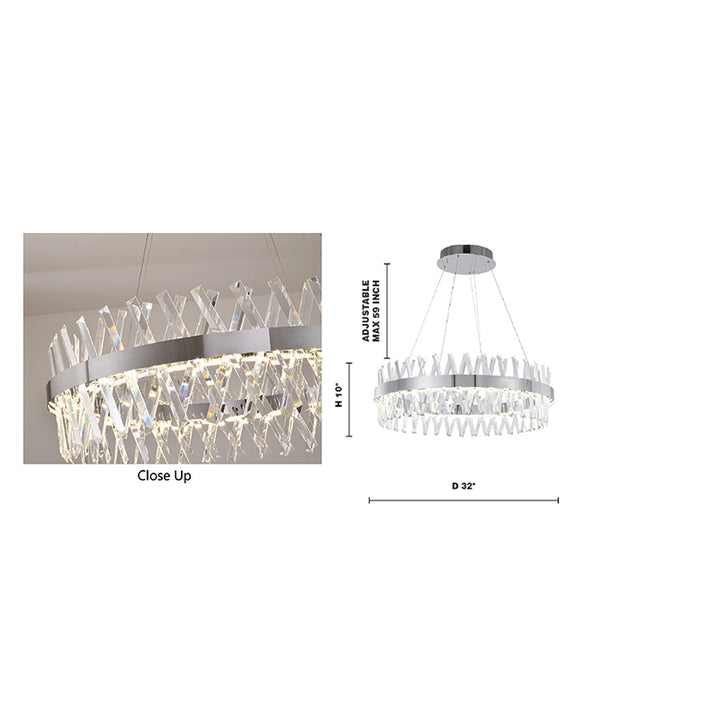 Round Framed Chandelier with Clear Crystals by Bethel - view 36