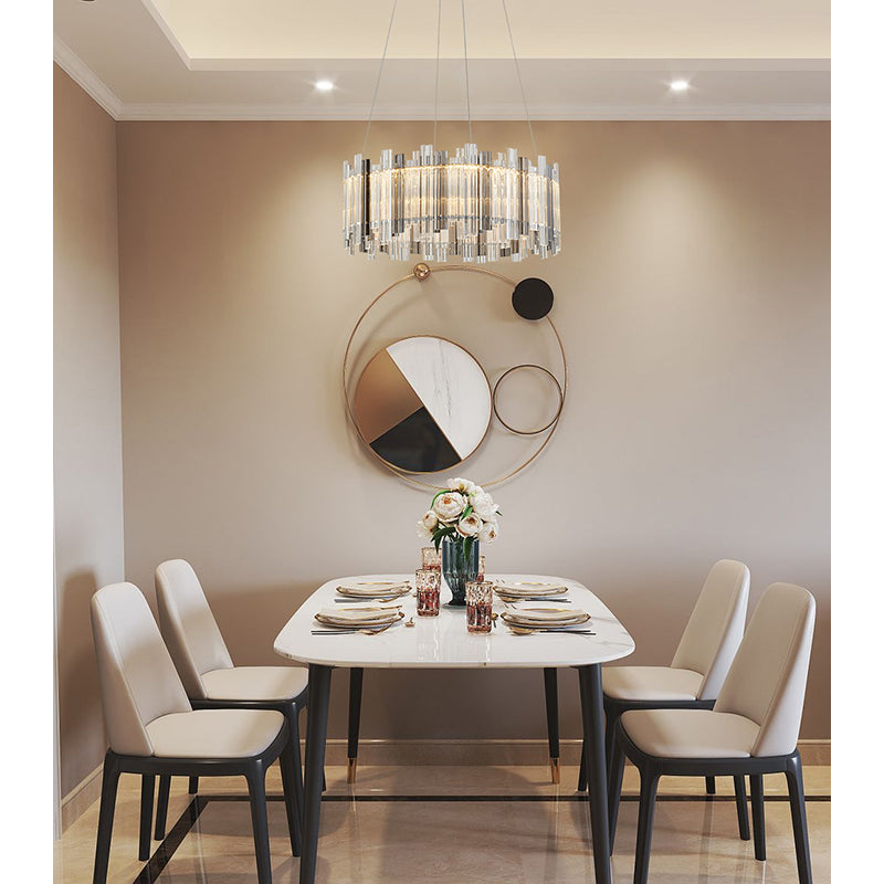 Round Clear &amp; Smoke Glass LED Chandelier with Chrome Hardware