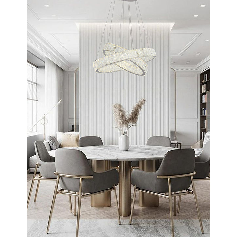 Double Clear Spotted Crystal Ring Chandelier with Chrome Hardware by Bethel - view 5