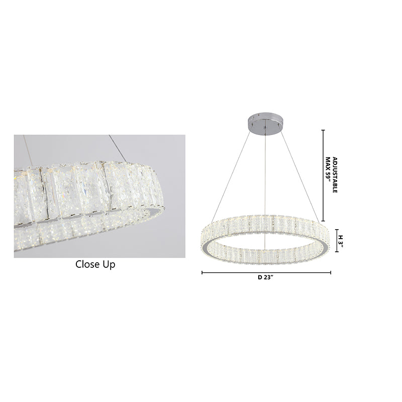 Clear Spotted Crystal Halo Ring Chandelier with Chrome Frame by Bethel - view 6