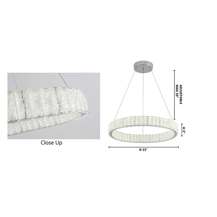 Clear Spotted Crystal Halo Ring Chandelier with Chrome Frame by Bethel - view 6