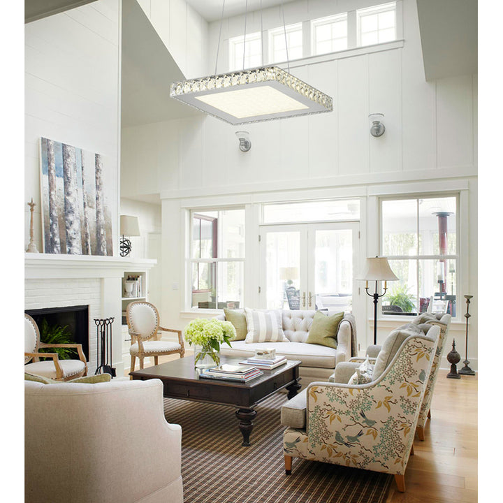 Square Clear Crystal LED Light with Stainless Steel Frame and Sand Glass by Bethel - view 4