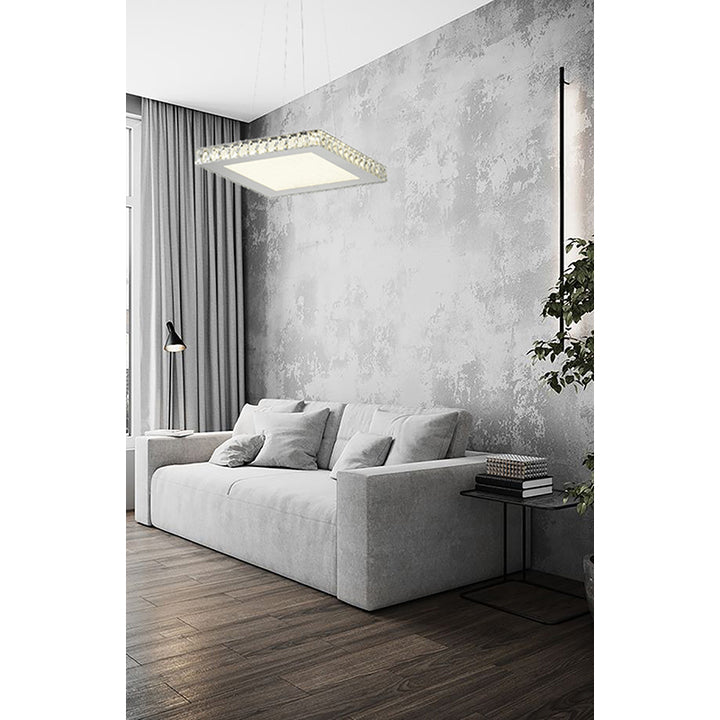 Square Clear Crystal LED Light with Stainless Steel Frame and Sand Glass by Bethel - view 5