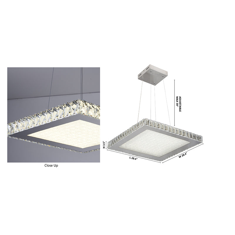 Square Clear Crystal LED Light with Stainless Steel Frame and Sand Glass by Bethel - view 6