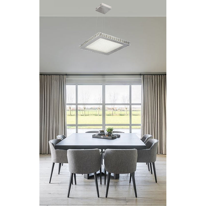 Square Clear Crystal LED Light with Stainless Steel Frame and Sand Glass by Bethel - view 7