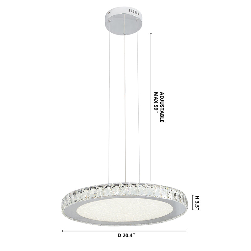 Round Clear Crystal LED Light with Stainless Steel Frame and Beaded Sand by Bethel - view 5