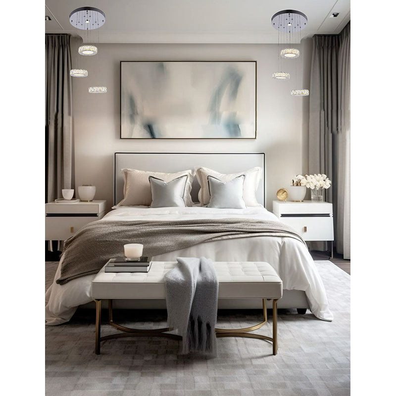 Three Light Hanging Pendant LED Chandelier with Chrome Hardware by Bethel - view 3