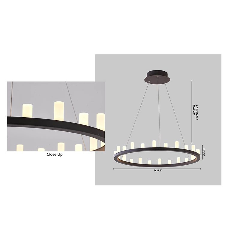 Coffee Brown Frame LED Chandelier with White Acrylic Shades by Bethel - view 8