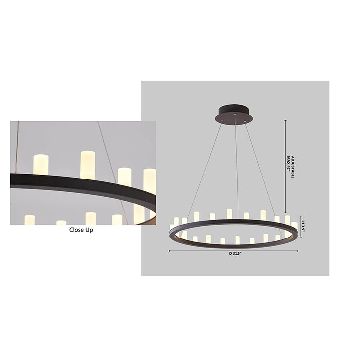 Coffee Brown Frame LED Chandelier with White Acrylic Shades by Bethel - view 8