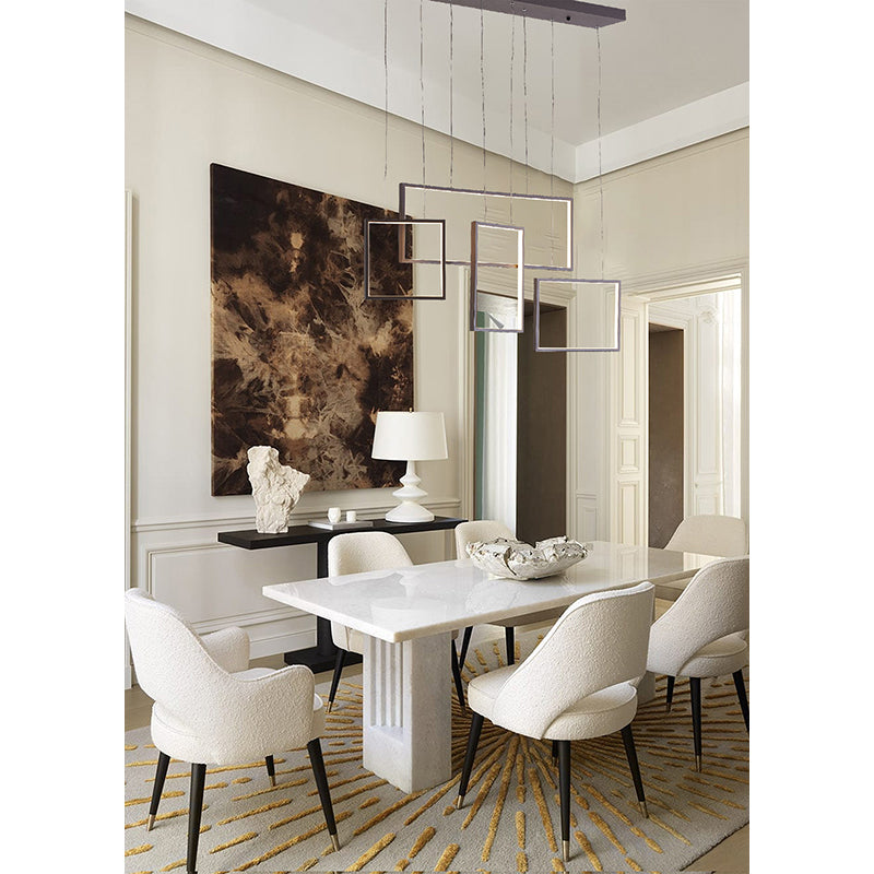 Coffee Brown Frame LED Chandelier with Hanging Box Pendants by Bethel - view 10