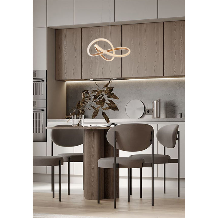 Gold Interlocked Spiral Frame LED Chandelier with Clear Acrylic Diffuser by Bethel - view 8