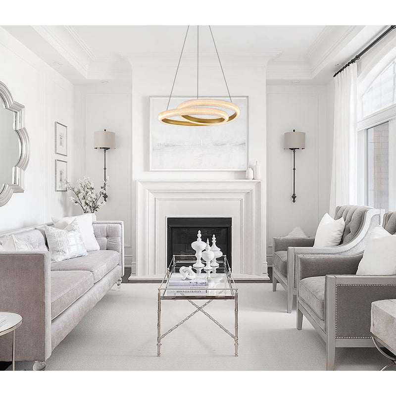 Gold Spiral Framed LED Chandelier with Clear Acrylic Diffuser by Bethel - view 9