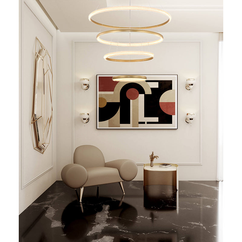 Four Tier Gold Halo Ring LED Chandelier with Clear Acrylic Diffuser by Bethel - view 12