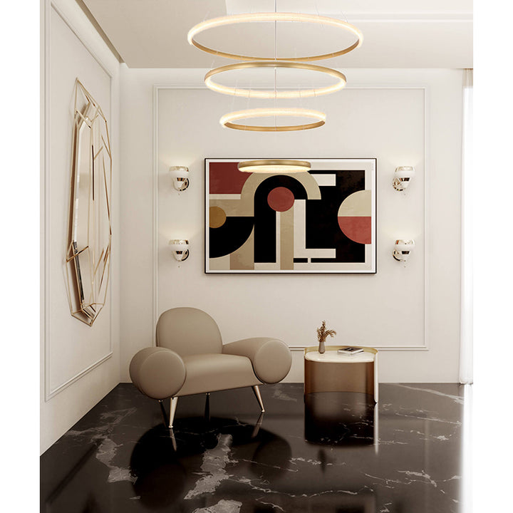 Four Tier Gold Halo Ring LED Chandelier with Clear Acrylic Diffuser by Bethel - view 12